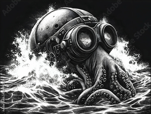 Octopus with Diving Helmet ...