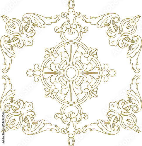 vector illustration sketch design ornament decoration pattern carving for classic ethnic vintage traditional home interior