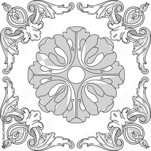 vector illustration sketch design ornament decoration pattern carving for classic ethnic vintage traditional home interior 