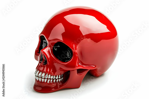 Glossy Red Skull Sculpture ...