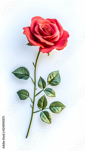 Single Vibrant Red Rose Blo...