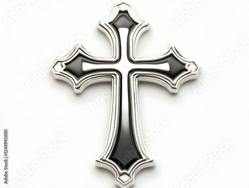 Silver and Black Enamel Cro...