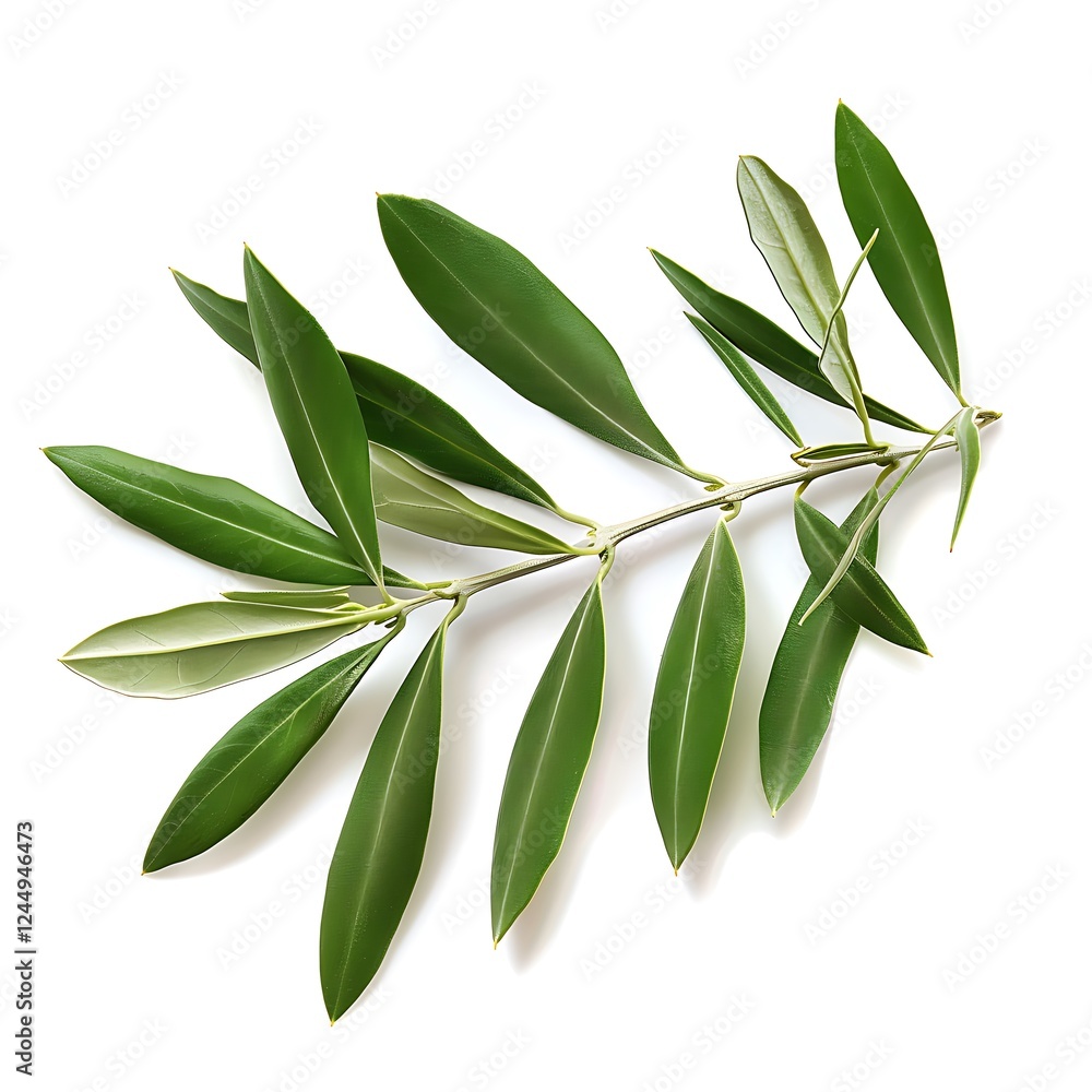 Olive twig with fresh green leaves isolated on white background Olive twig with fresh green leaves isolated on white background