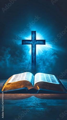 Open Holy Book with a Glowi...