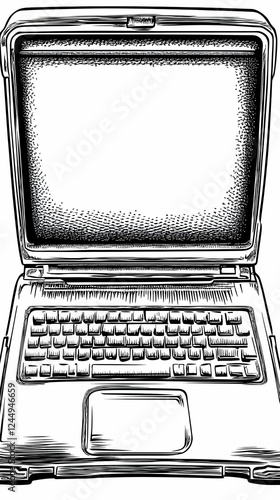 Open Rugged Laptop Sketch S...