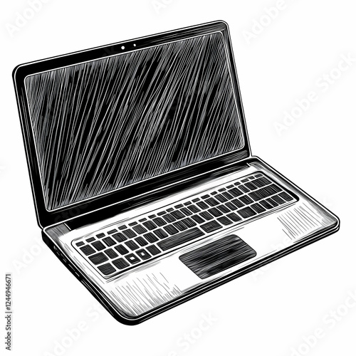 Open Laptop Sketch Showing ...