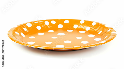 Orange Paper Plate with Whi...