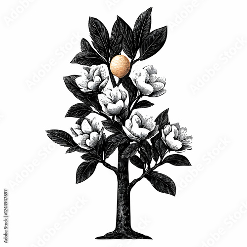 Magnolia Tree with Golden F...