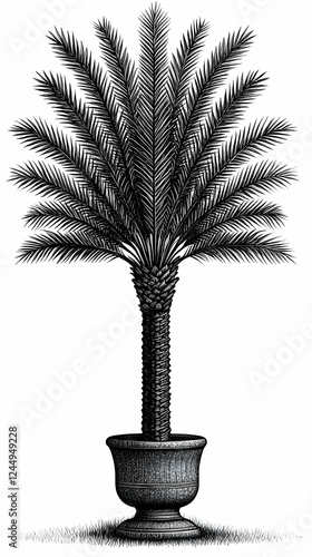 Retro Styled Potted Palm Tr...