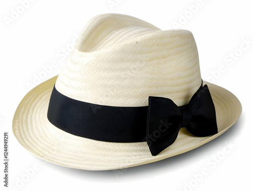 Elegant Straw Hat with Blac...