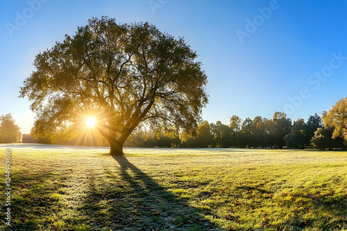 Sunrise illuminates a frost...