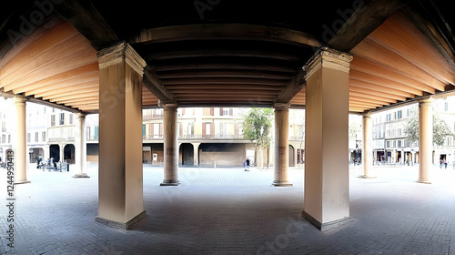 Covered Colonnade with Wood...
