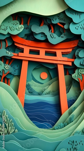 Layered Paper Cutout Torii ...