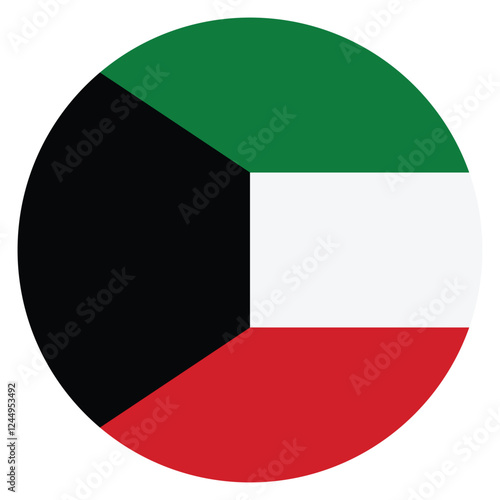 Kuwait flag. Kuwait circle flag logo icon computer vector illustration design