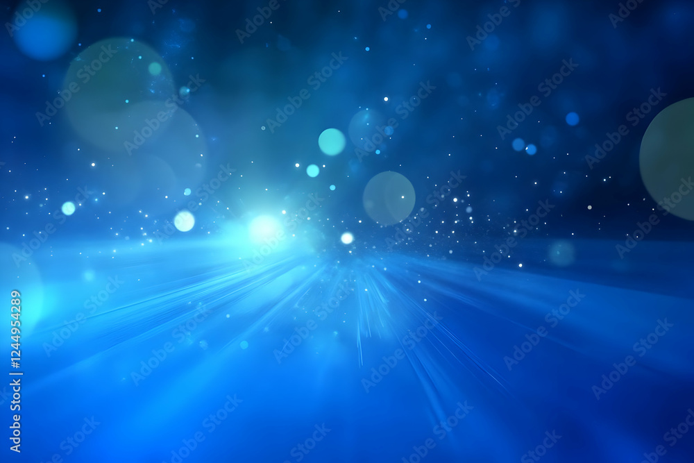 Abstract Blue Background with Light Rays and Bokeh Effect Creates a Dreamy Atmosphere Abstract Blue Background with Light Rays and Bokeh Effect Creates a Dreamy Atmosphere