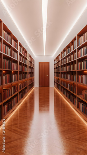 Long Library Hallway with W...