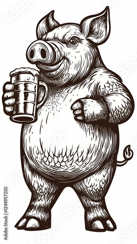 A Pig Holding and Enjoying ...