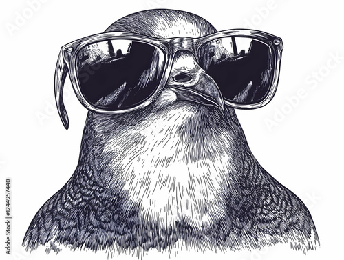 Stylish Bird Wears Sunglass...
