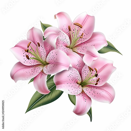 Three Pink Lilies Bloom Bea...