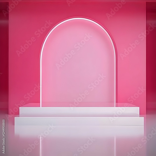 3D Pink Room with White Pod...
