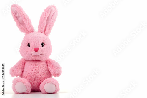 Pink Plush Bunny Sits Peace...