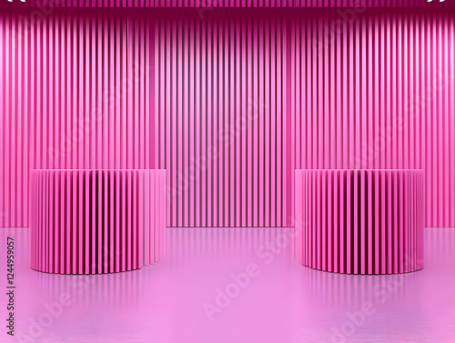 3D Pink Room with Vertical ...