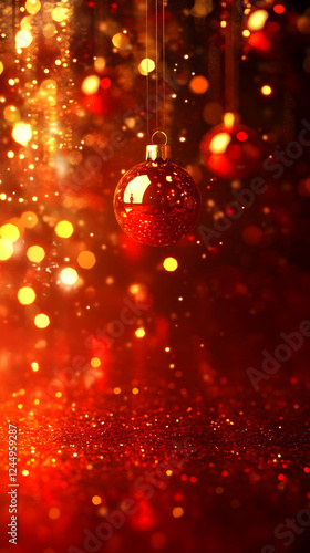 Wallpaper Mural Red Glitter Christmas Ornament Background Torontodigital.ca