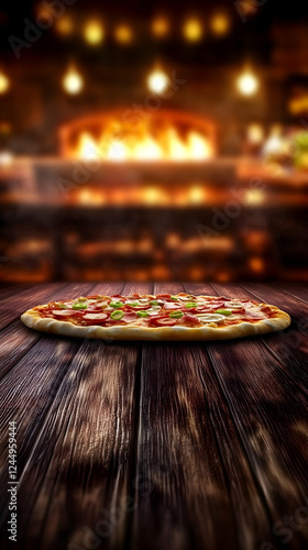 Delicious Pizza Rests on Ru...