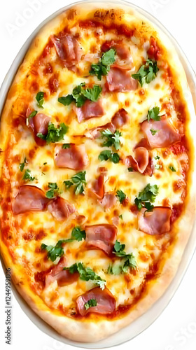 Delicious Pizza with Ham an...