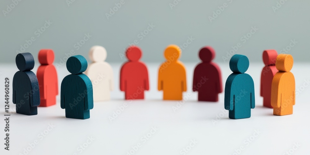 Obraz premium Colorful Wooden Figures in Circular Arrangement