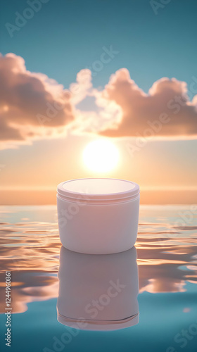 White Cosmetic Jar Floats o...