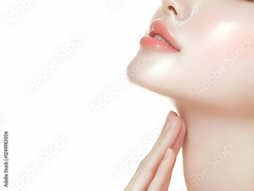 Woman gently touches her sm...