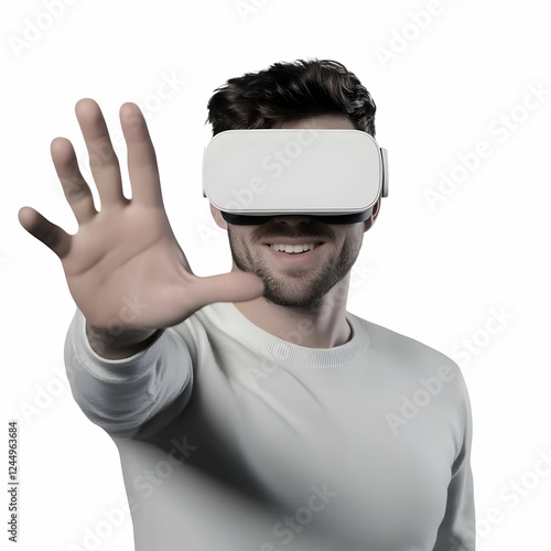 Man Wearing VR Headset Expe...