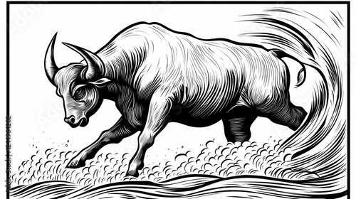 Powerful Bull Charges Throu...