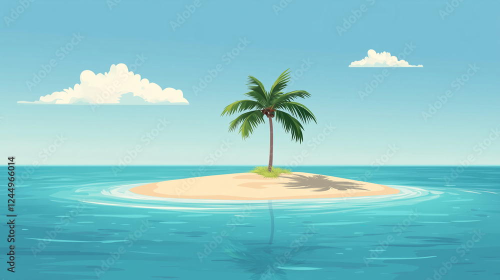 Obraz premium Game Backgrounds: Tropical 2D Cartoon Paradise Island