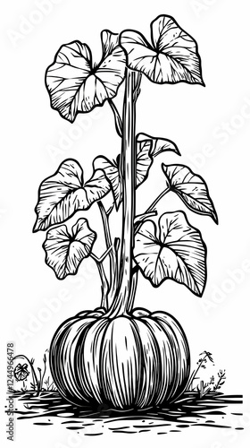 Detailed Pumpkin Plant Illu...