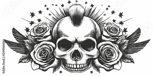 Skull with Mohawk Hairstyle...