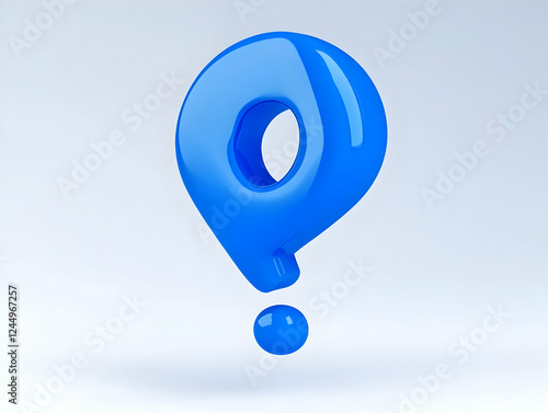3D Glossy Blue Question Mar...