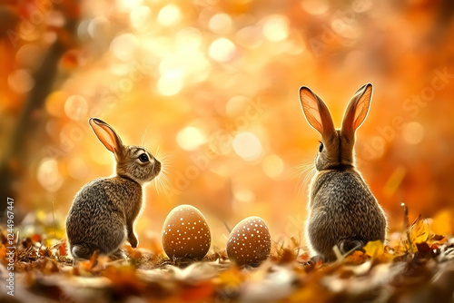 Two Adorable Rabbits Admire...