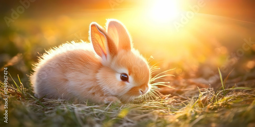 Adorable Baby Bunny Rests P...