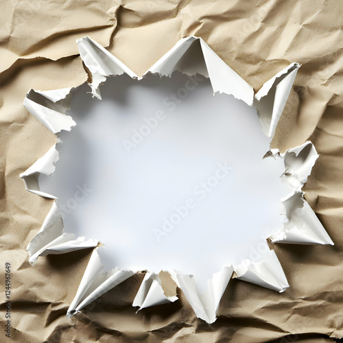 Ripped Hole in Brown Wrinkl...
