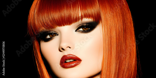 Close-up of Woman with Red ...