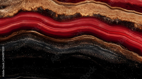 Abstract Red and Gold Fluid...