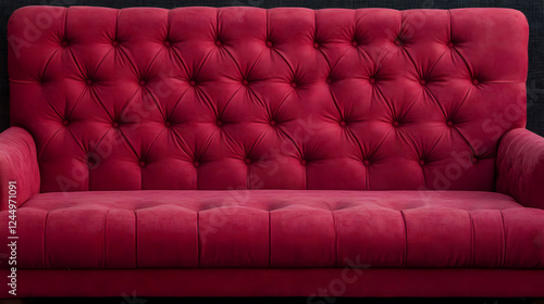 Elegant Red Tufted Sofa Dis...