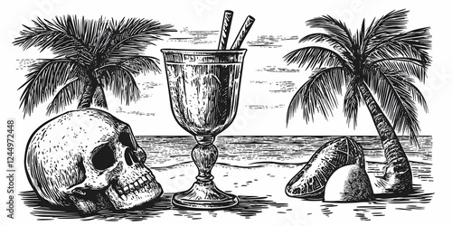 Skull, Tropical Drink, and ...
