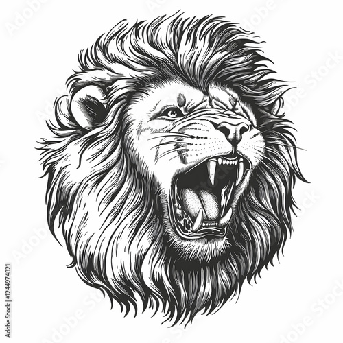 Roaring Lion Head Illustrat...