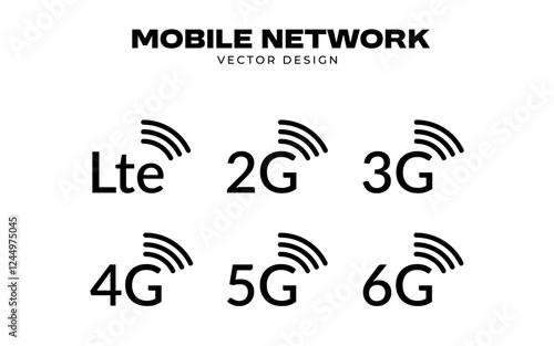 set of mobile network icon vector design