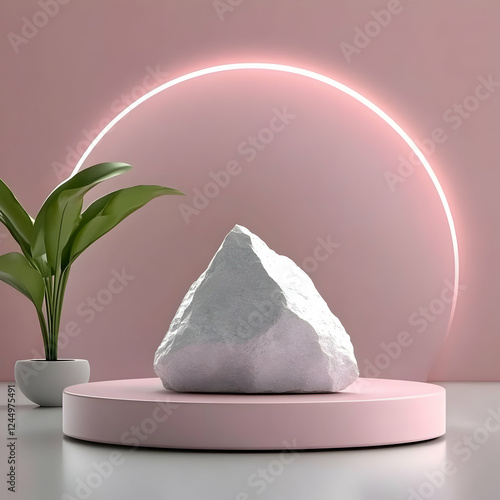 3D Podium Displays a White ...
