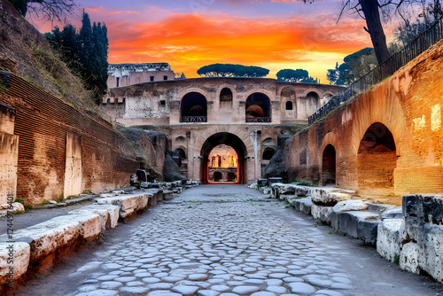 Ancient Roman ruins pathway...