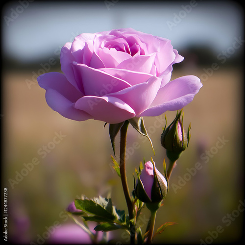 A Single Lavender Rose Bloo...